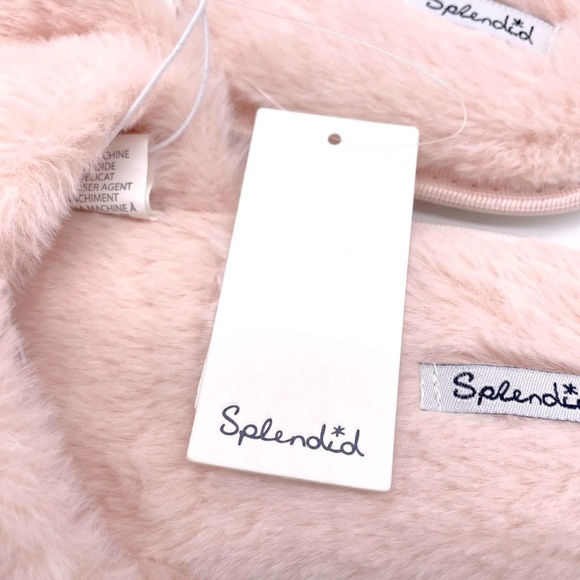 NWT Splendid Plush Criss-Cross Slippers Light Pink Size Medium/Large - Picture 9 of 14